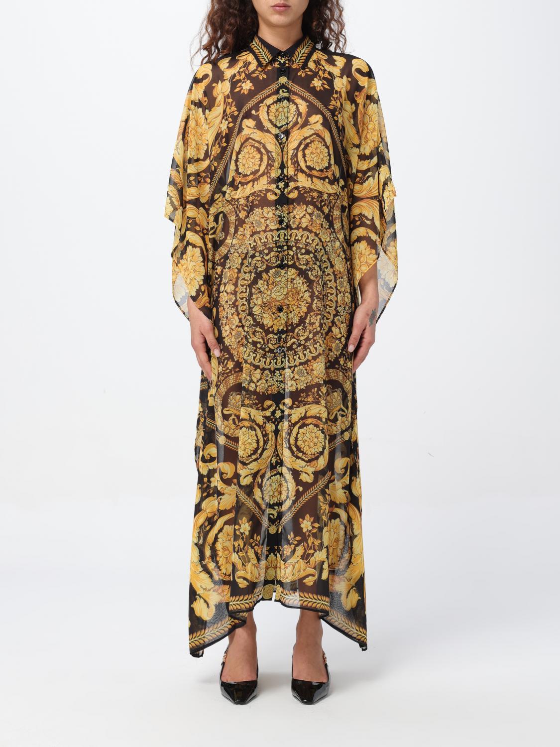 knee length dresses for ladies Versace silk shirt dress with print - Versace - Women main image 1