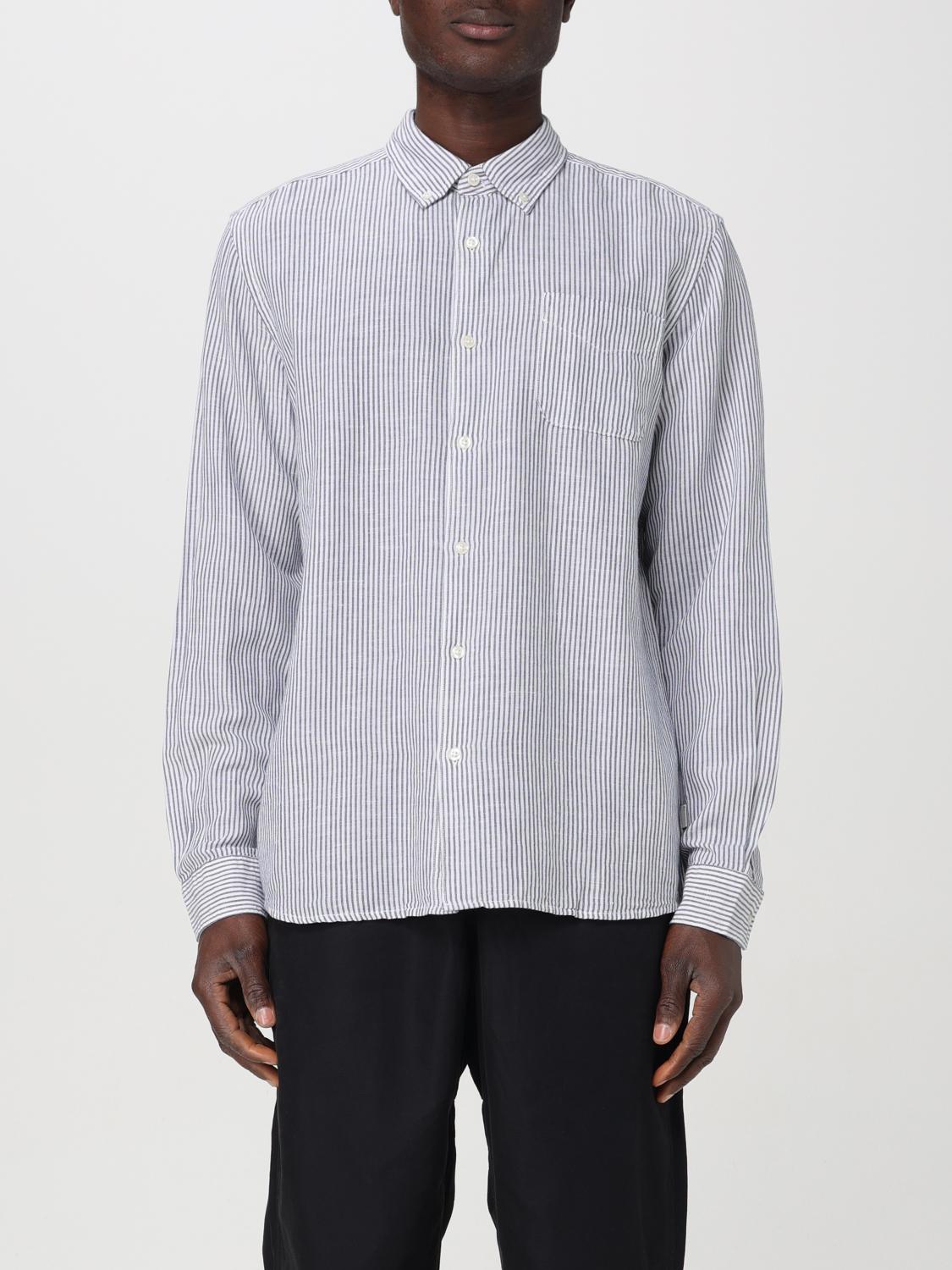 WOOLRICH CAMICIA: Camicia Woolrich in cotone e lino a righe , Blue - Img 1