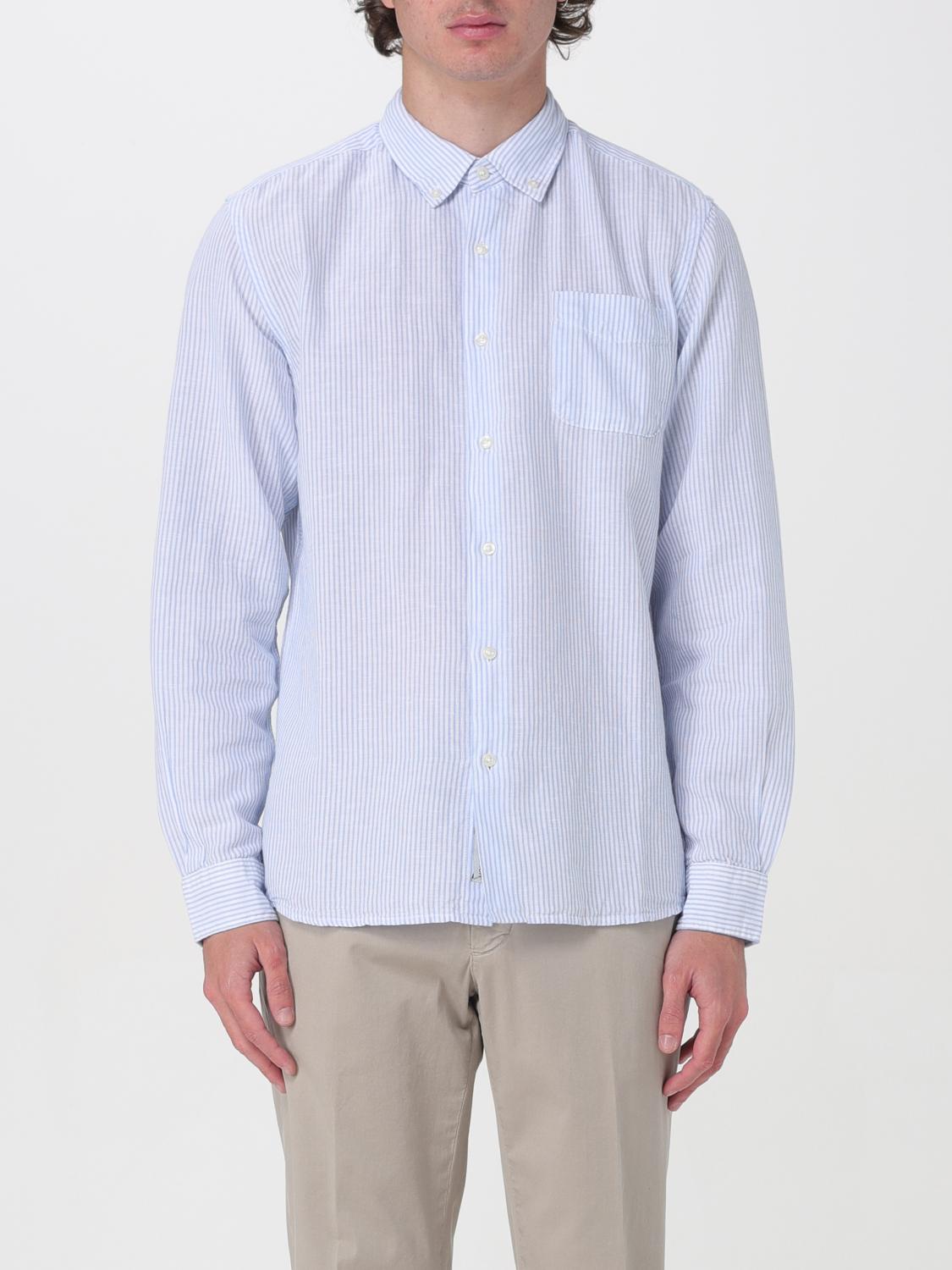 WOOLRICH CAMICIA: Camicia Woolrich in cotone e lino a righe , Azzurro - Img 1
