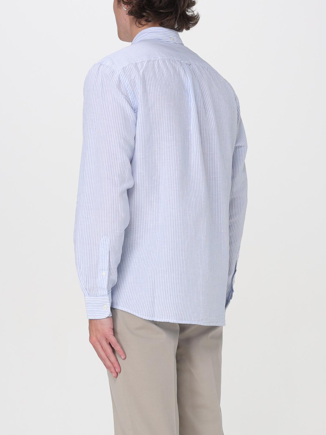 WOOLRICH CAMICIA: Camicia Woolrich in cotone e lino a righe , Azzurro - Img 2