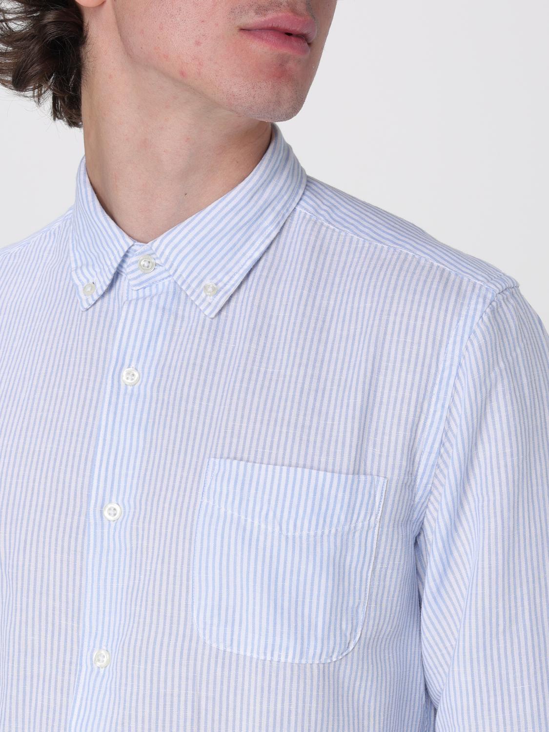 WOOLRICH CAMICIA: Camicia Woolrich in cotone e lino a righe , Azzurro - Img 3