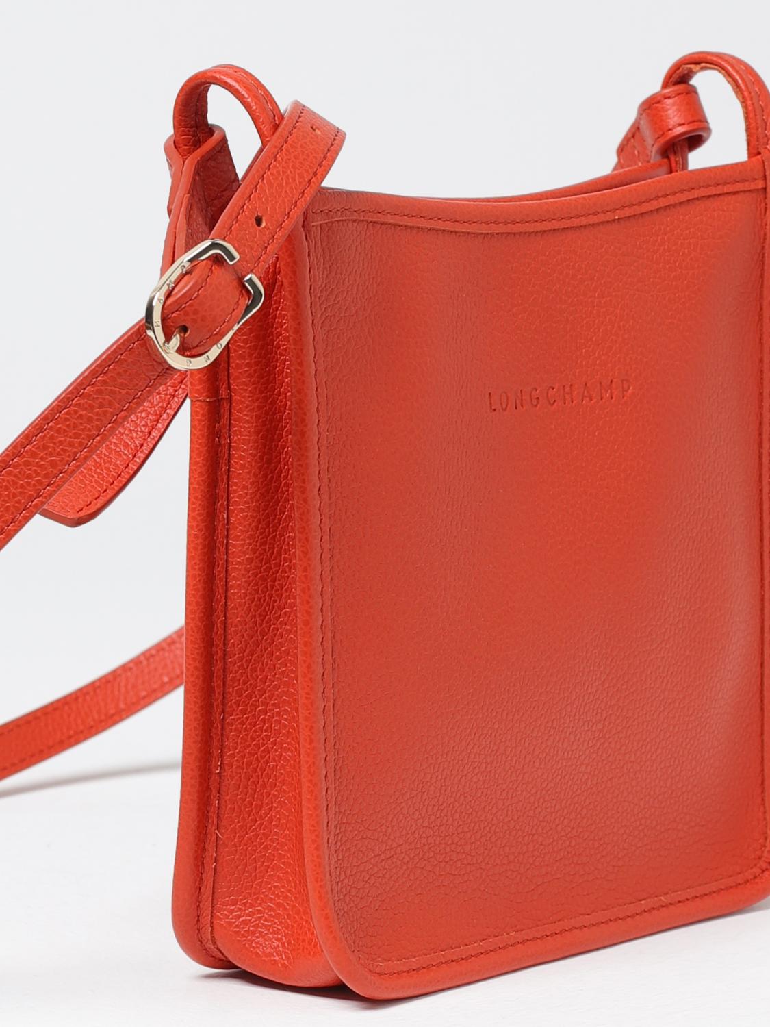 LONGCHAMP MINI BAG: Longchamp Le Foulonné bag in grained leather, Orange - Img 3