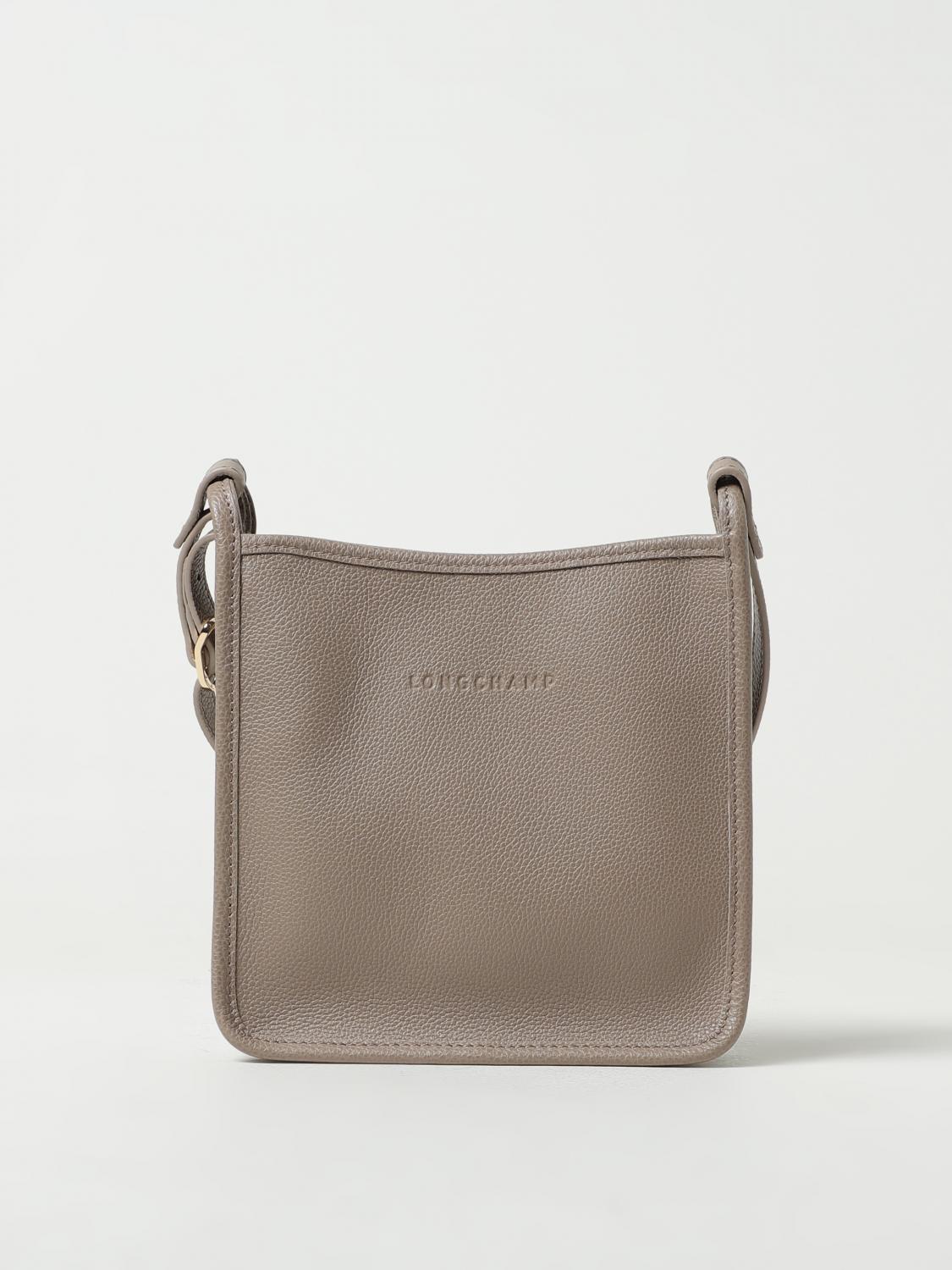 LONGCHAMP BORSA MINI: Borsa Le Foulonné Longchamp in pelle a grana, Grigio - Img 1