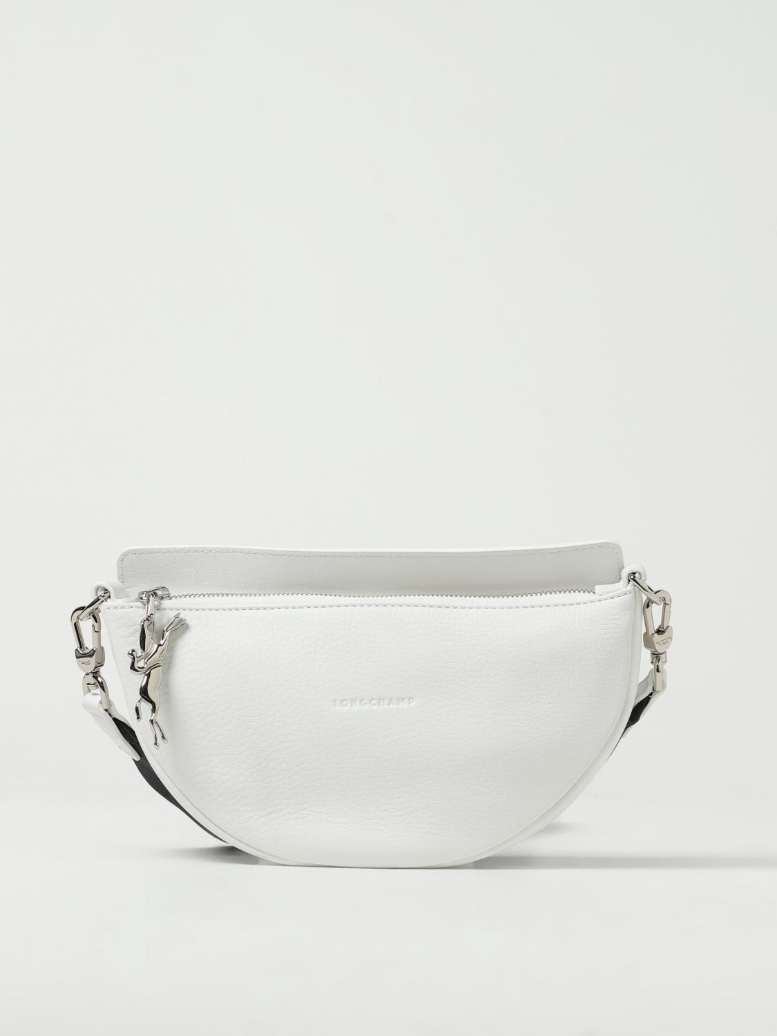 LONGCHAMP BORSA MINI: Borsa Smile S Longchamp in pelle a grana con tracolla, Bianco - Img 1