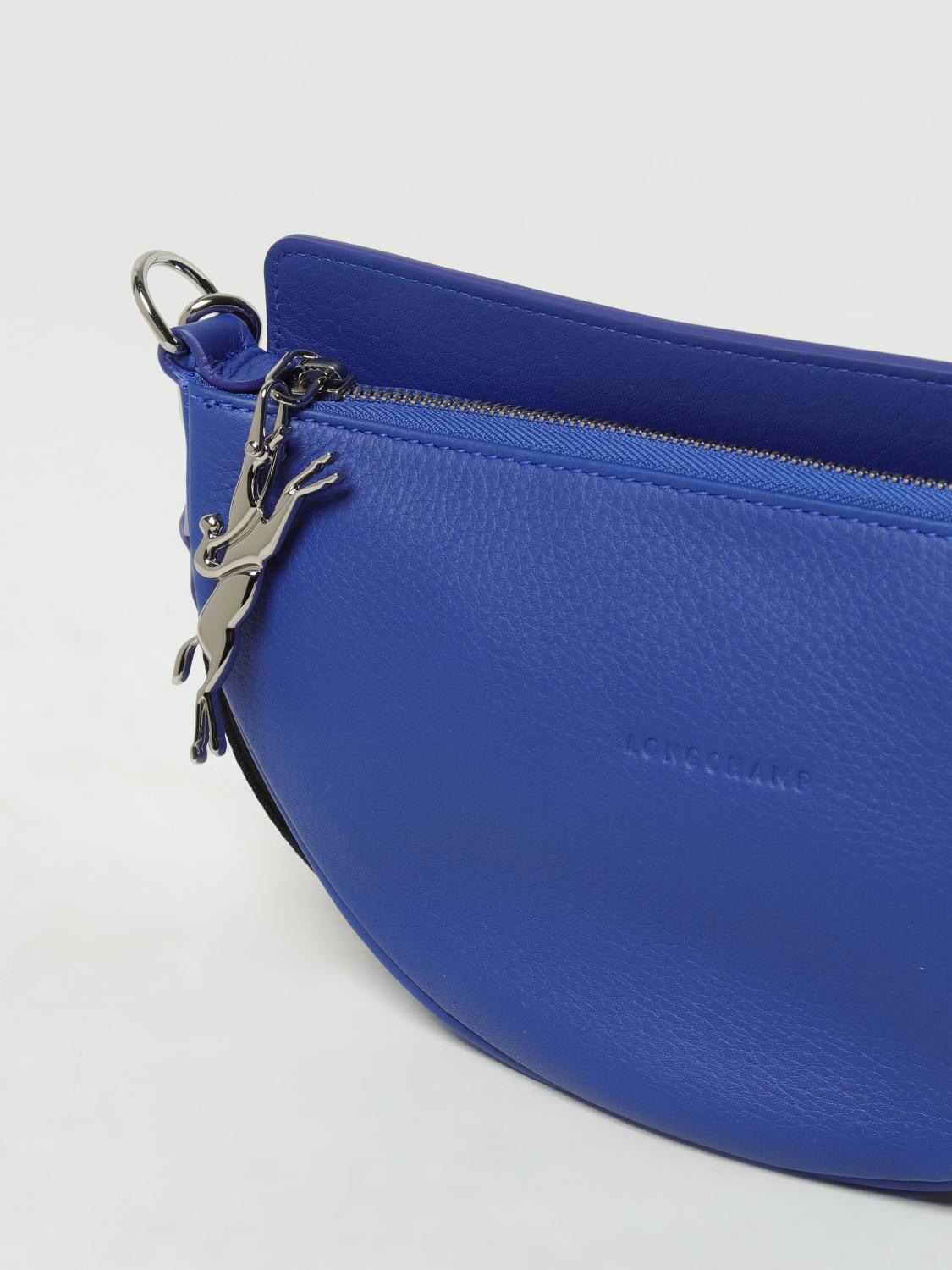 LONGCHAMP BORSA MINI: Borsa Smile S Longchamp in pelle a grana con tracolla, Azzurro - Img 3