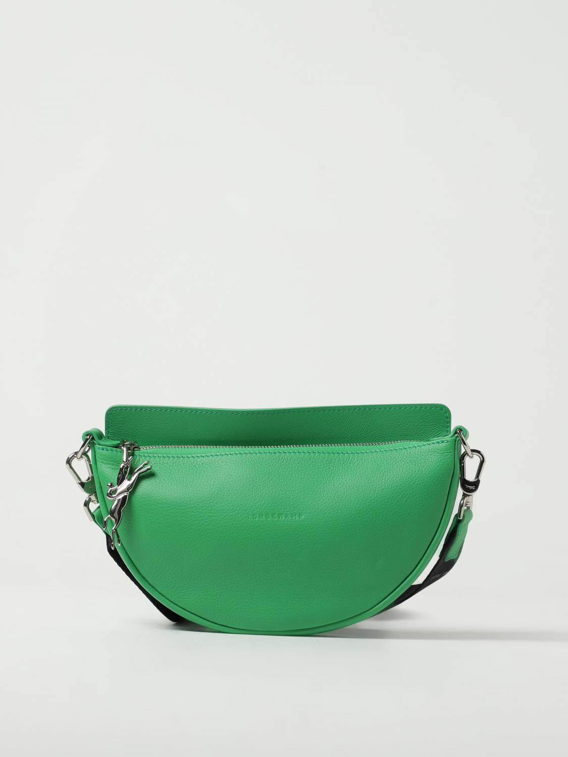 LONGCHAMP BORSA MINI: Borsa Smile S Longchamp in pelle a grana con tracolla, Verde - Img 1