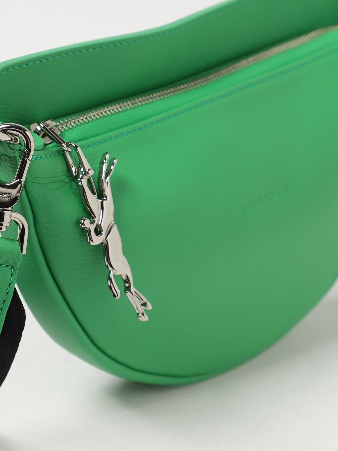 LONGCHAMP BORSA MINI: Borsa Smile S Longchamp in pelle a grana con tracolla, Verde - Img 3