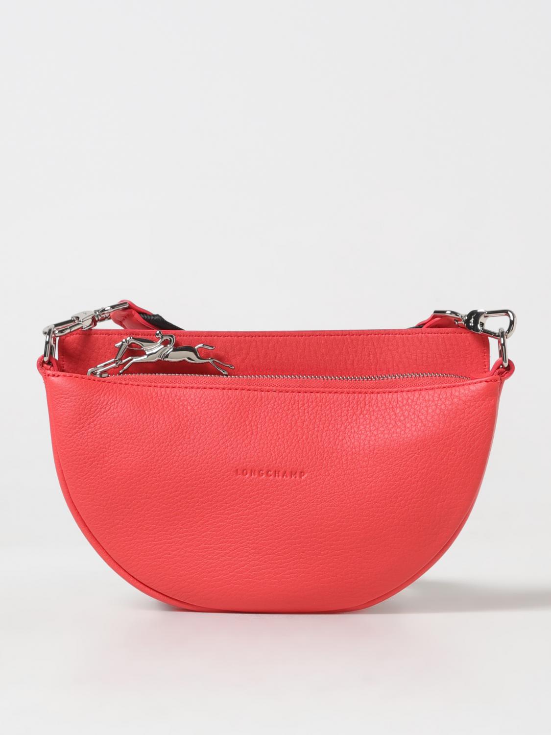 LONGCHAMP BORSA MINI: Borsa Smile S Longchamp in pelle a grana con tracolla, Rosso - Img 1