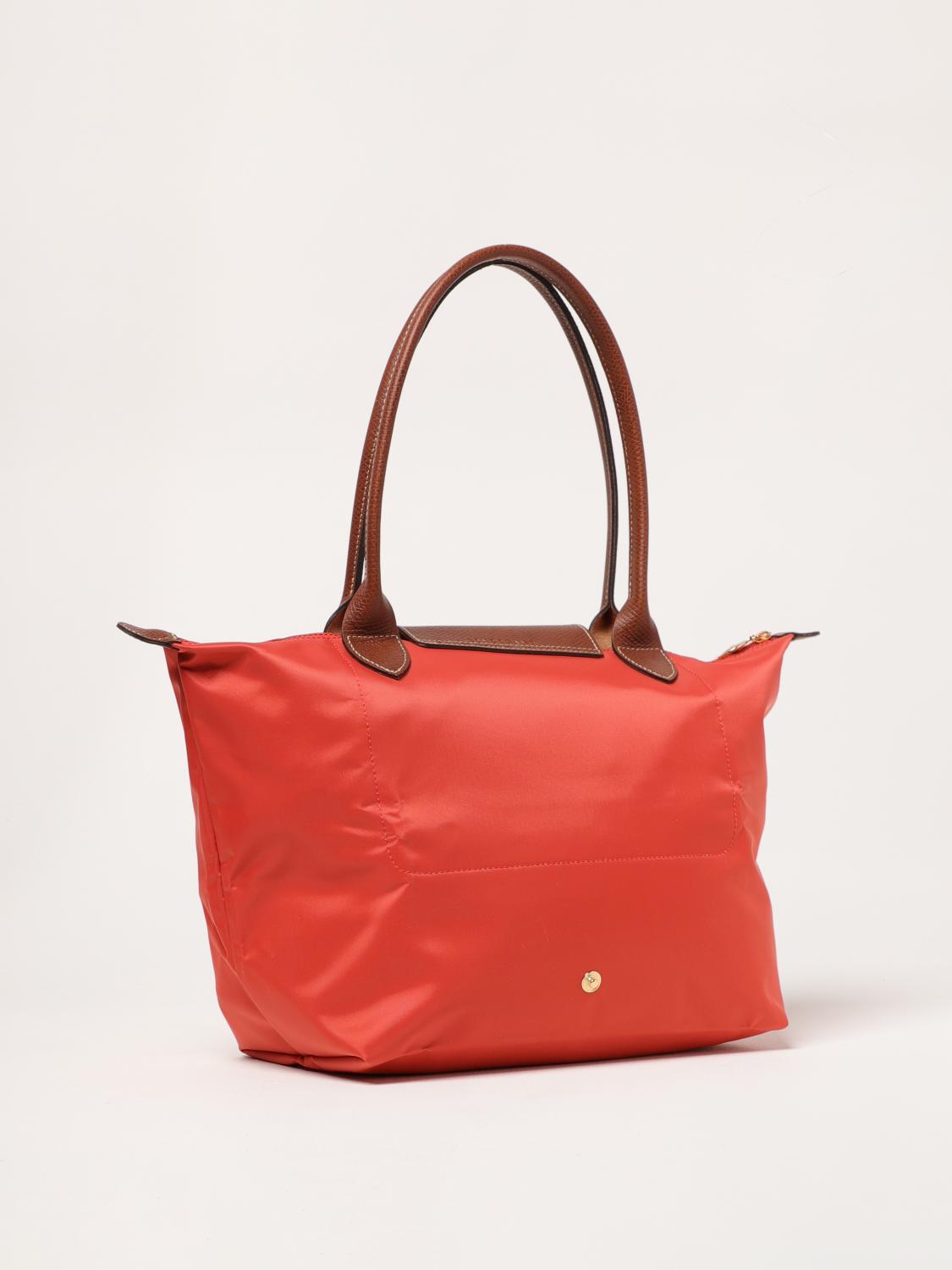 LONGCHAMP SHOULDER BAG: Longchamp Le Pliage bag in nylon and grained leather, Coral - Img 2