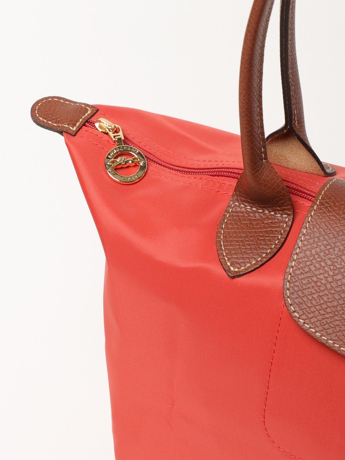 LONGCHAMP SHOULDER BAG: Longchamp Le Pliage bag in nylon and grained leather, Coral - Img 3