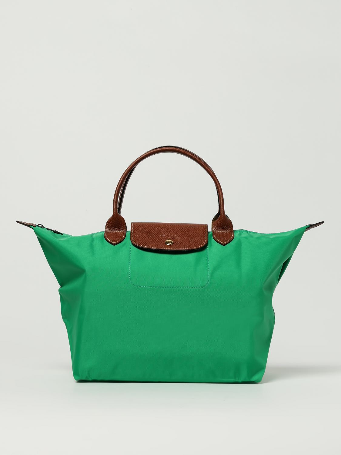 LONGCHAMP HANDBAG: Longchamp Le Pliage recycled nylon and leather bag, Emerald - Img 1
