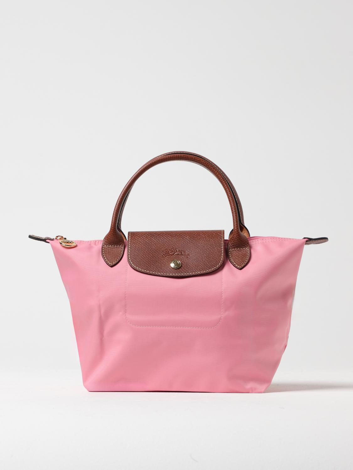 LONGCHAMP HANDBAG: Longchamp Le Pliage Original S bag in nylon and grained leather, Pink - Img 1