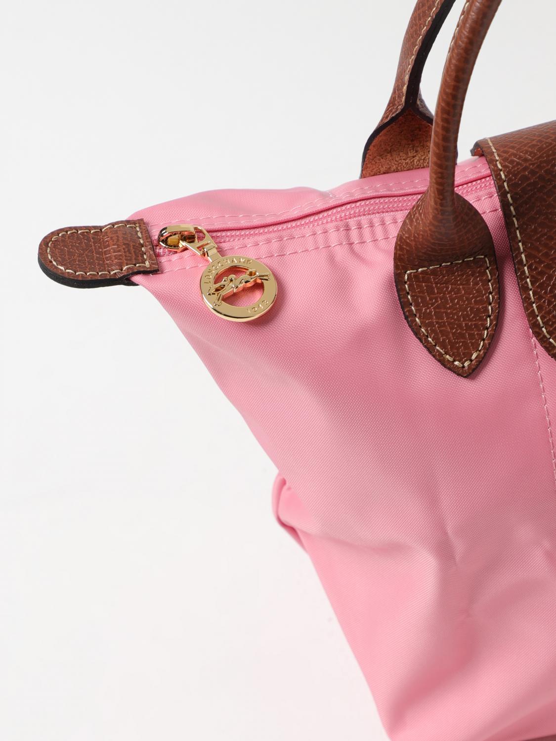 LONGCHAMP HANDBAG: Longchamp Le Pliage Original S bag in nylon and grained leather, Pink - Img 3