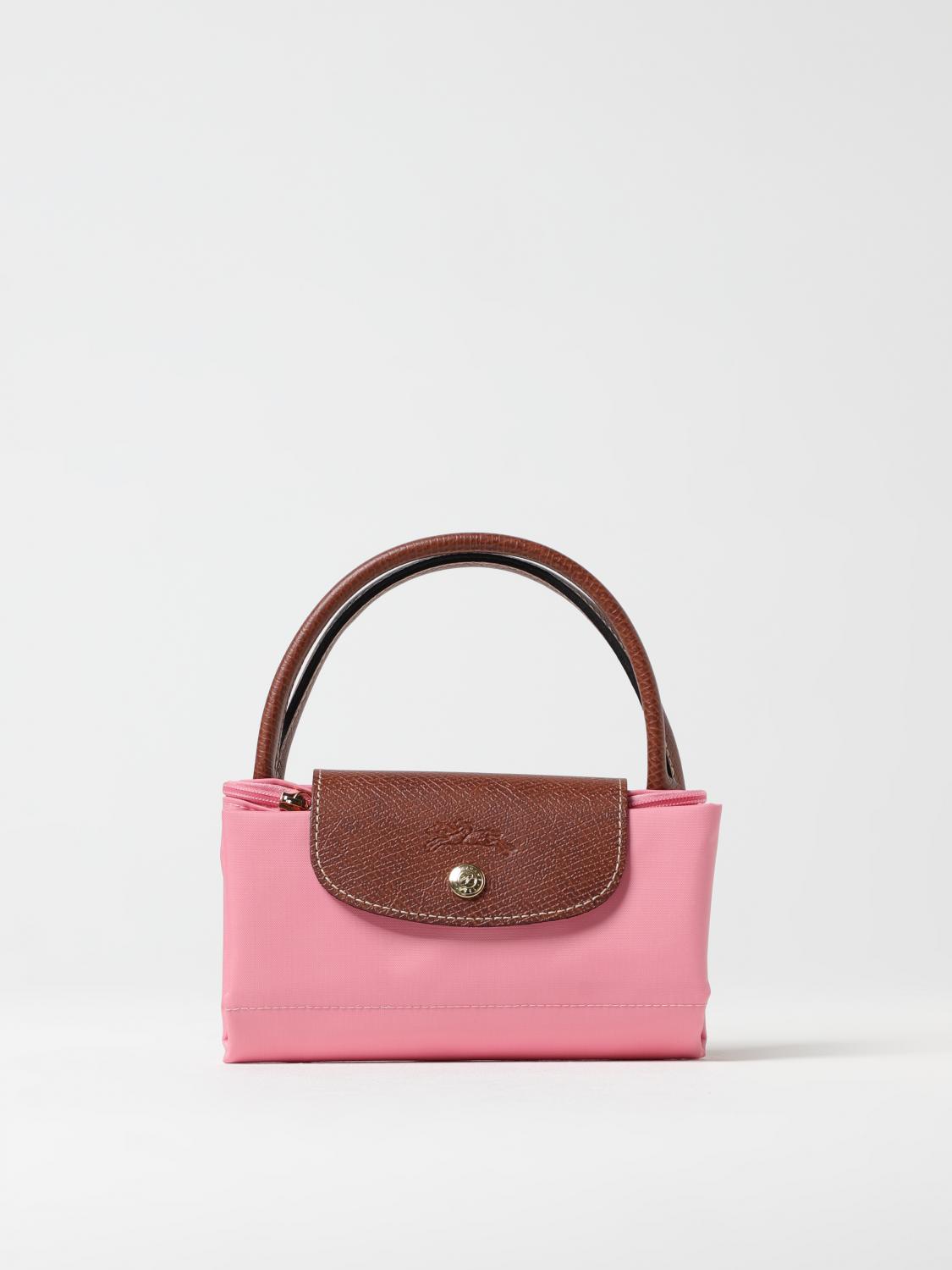 LONGCHAMP HANDBAG: Longchamp Le Pliage Original S bag in nylon and grained leather, Pink - Img 4