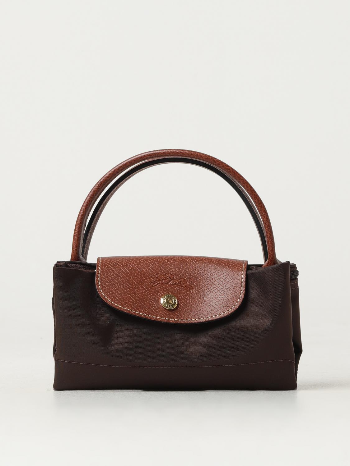 LONGCHAMP BORSA MINI: Borsa Le Pliage Original S Longchamp in nylon, Marrone - Img 3