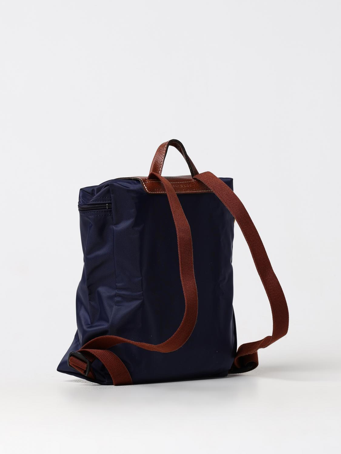 LONGCHAMP ZAINO: Zaino Le Pliage Longchamp in nylon riciclato e pelle, Blue - Img 2