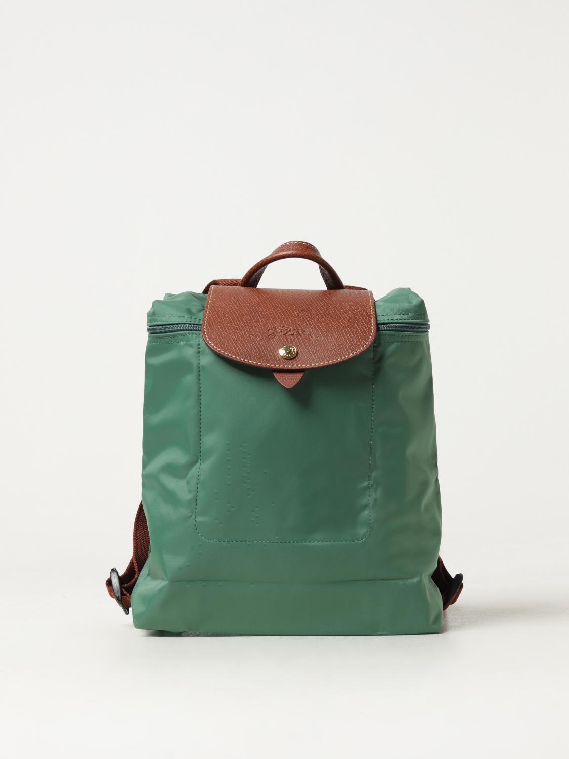 LONGCHAMP ZAINO: Zaino Le Pliage Longchamp in nylon riciclato e pelle, Verde - Img 1