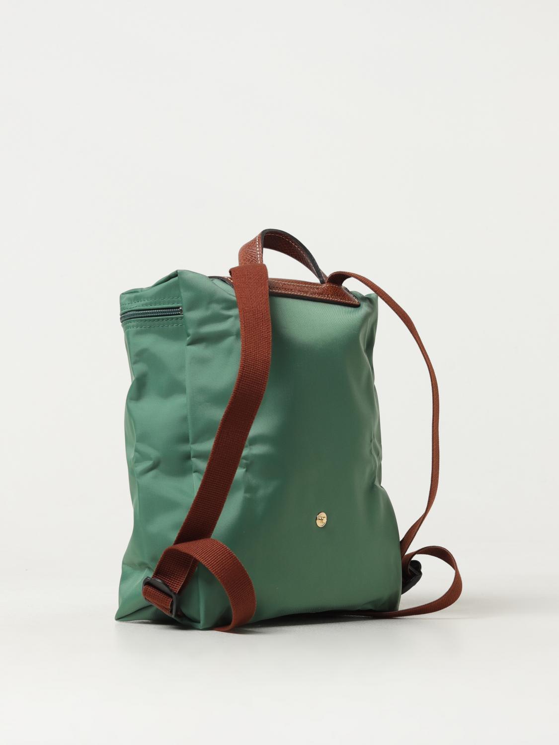 LONGCHAMP ZAINO: Zaino Le Pliage Longchamp in nylon riciclato e pelle, Verde - Img 2