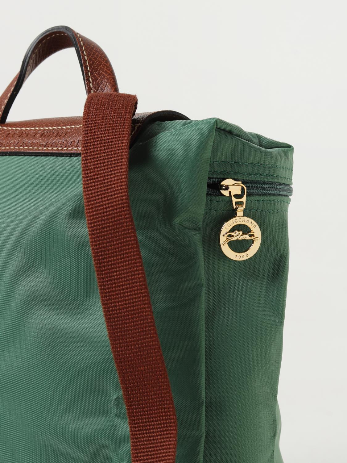 LONGCHAMP ZAINO: Zaino Le Pliage Longchamp in nylon riciclato e pelle, Verde - Img 3