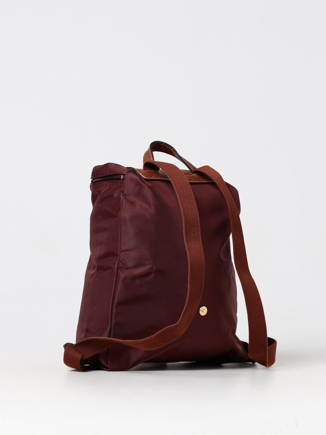 LONGCHAMP ZAINO: Zaino Le Pliage Longchamp in nylon riciclato e pelle, Bordeaux - Img 2