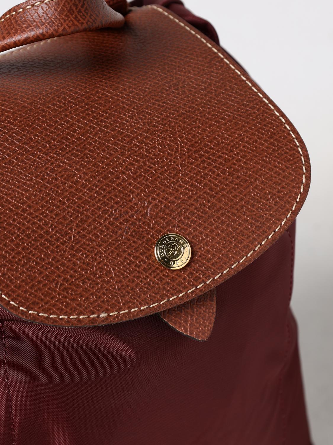 LONGCHAMP ZAINO: Zaino Le Pliage Longchamp in nylon riciclato e pelle, Bordeaux - Img 3