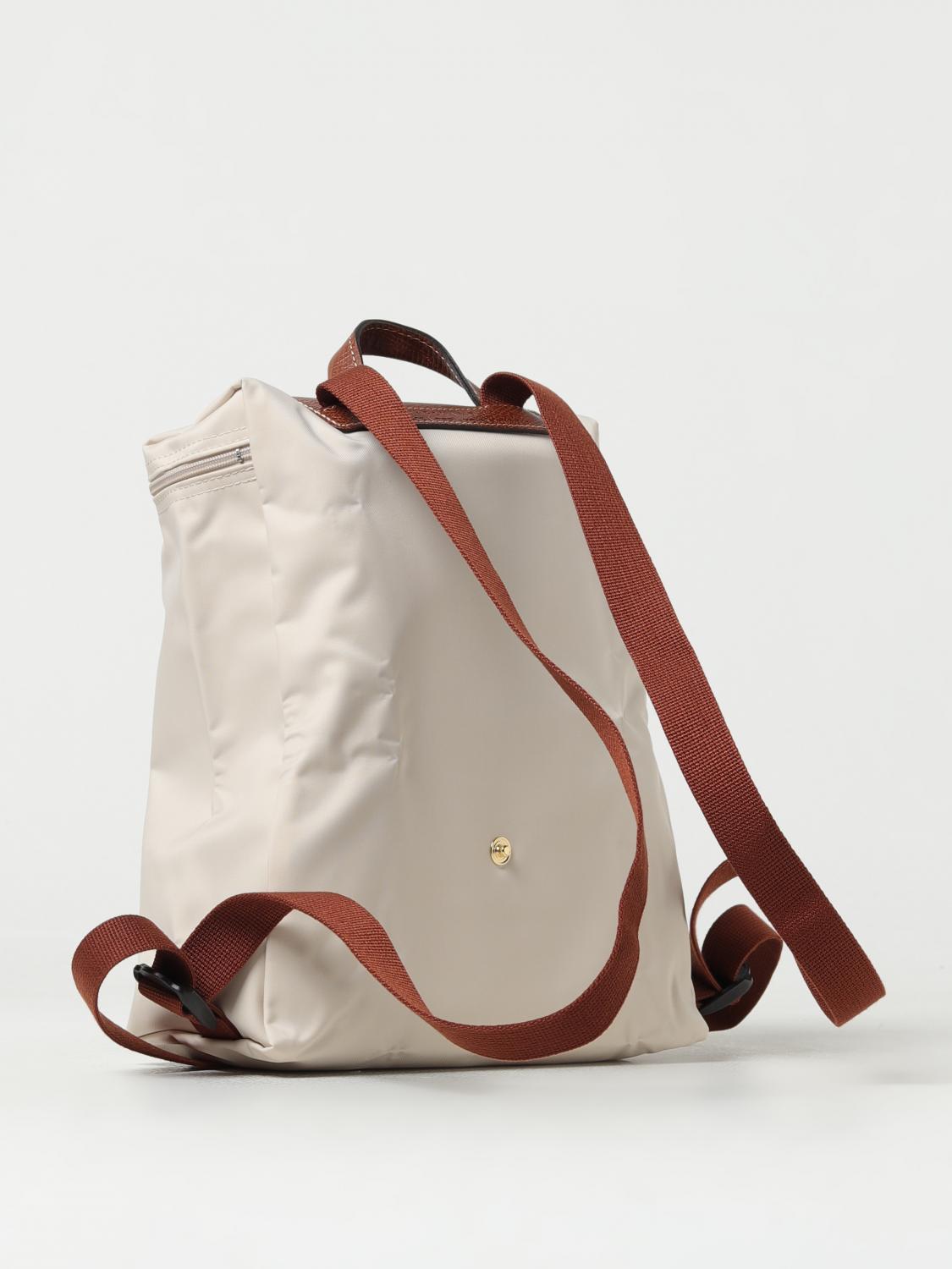 LONGCHAMP ZAINO: Zaino Le Pliage Longchamp in nylon riciclato e pelle, Panna - Img 2