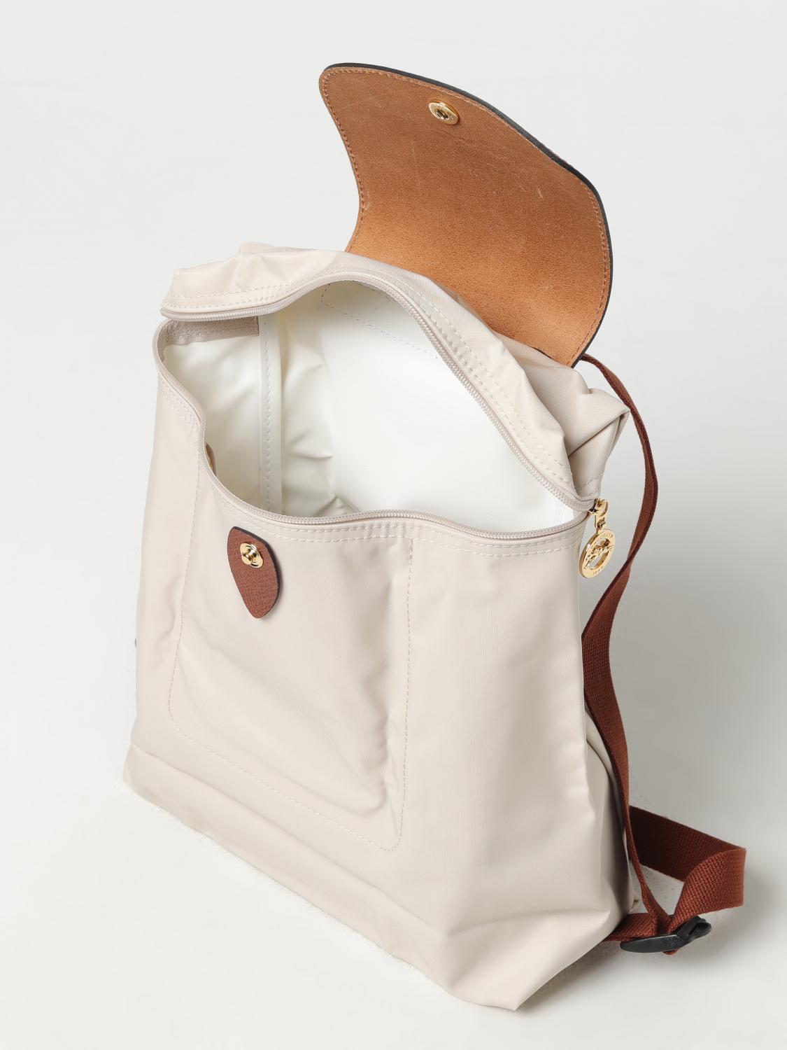 LONGCHAMP ZAINO: Zaino Le Pliage Longchamp in nylon riciclato e pelle, Panna - Img 3