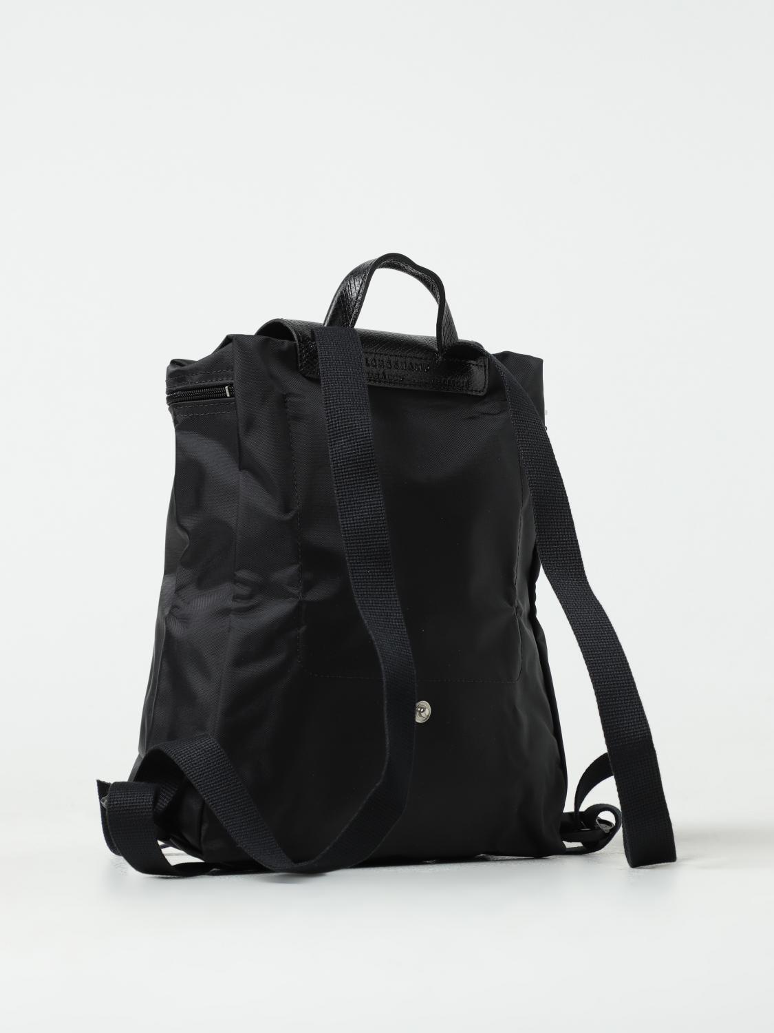 LONGCHAMP ZAINO: Zaino Le Pliage Green Longchamp in nylon riciclato e pelle a grana, Nero - Img 2