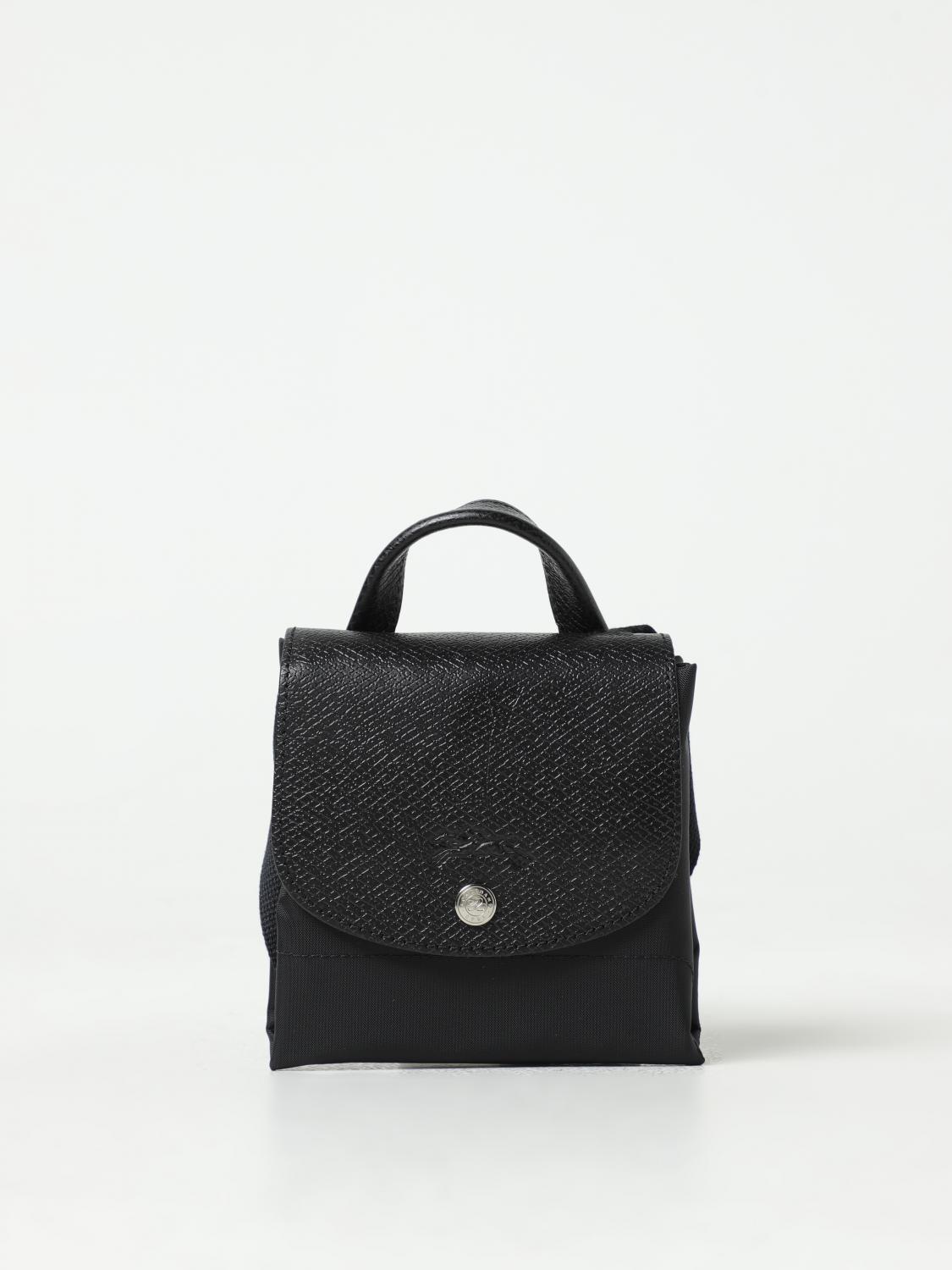 LONGCHAMP ZAINO: Zaino Le Pliage Green Longchamp in nylon riciclato e pelle a grana, Nero - Img 3