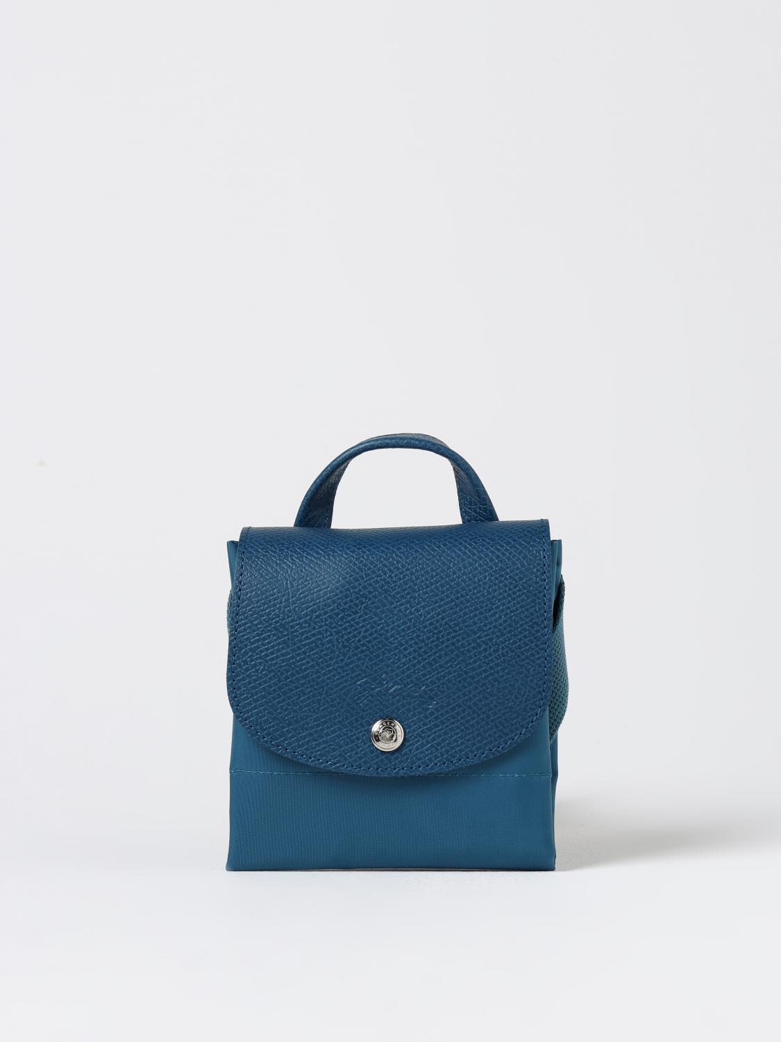 LONGCHAMP ZAINO: Zaino Le Pliage Green Longchamp in nylon riciclato e pelle a grana, Denim - Img 5