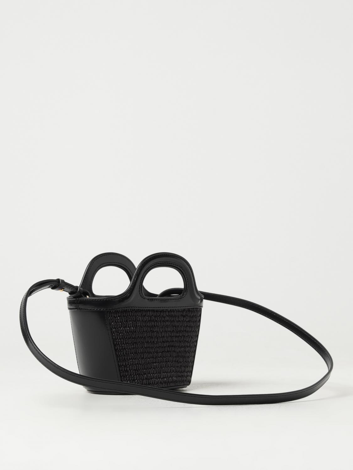 MARNI BORSA: Borsa Tropicalia Marni in pelle e rafia intrecciata, Nero - Img 2