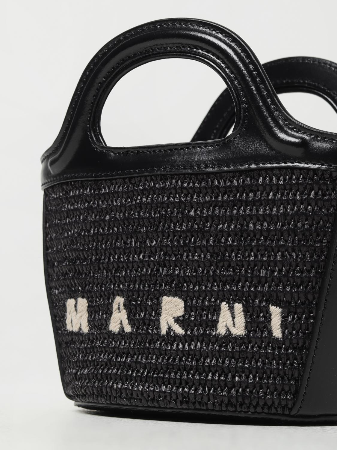 MARNI BORSA: Borsa Tropicalia Marni in pelle e rafia intrecciata, Nero - Img 3
