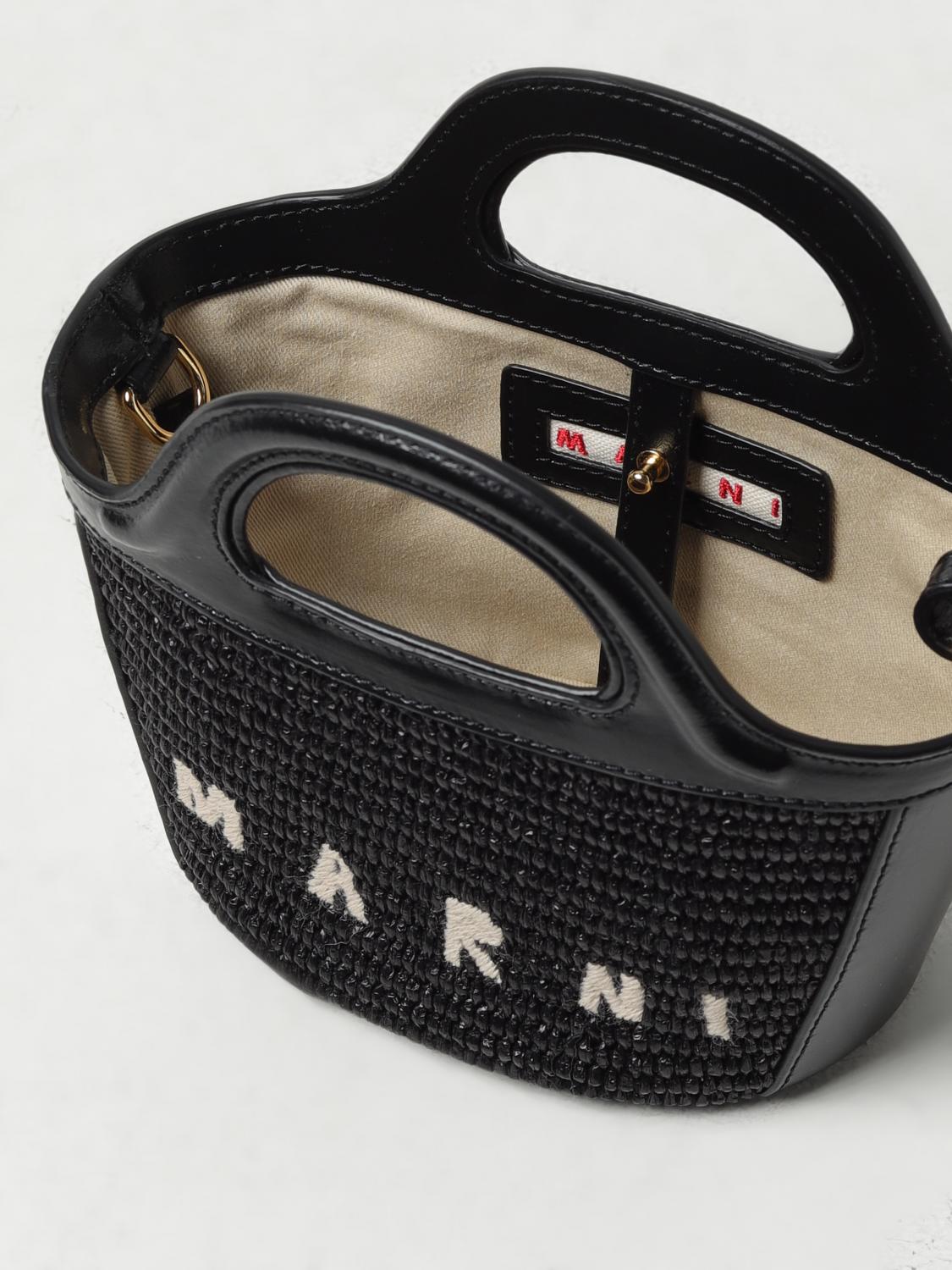 MARNI BORSA: Borsa Tropicalia Marni in pelle e rafia intrecciata, Nero - Img 4