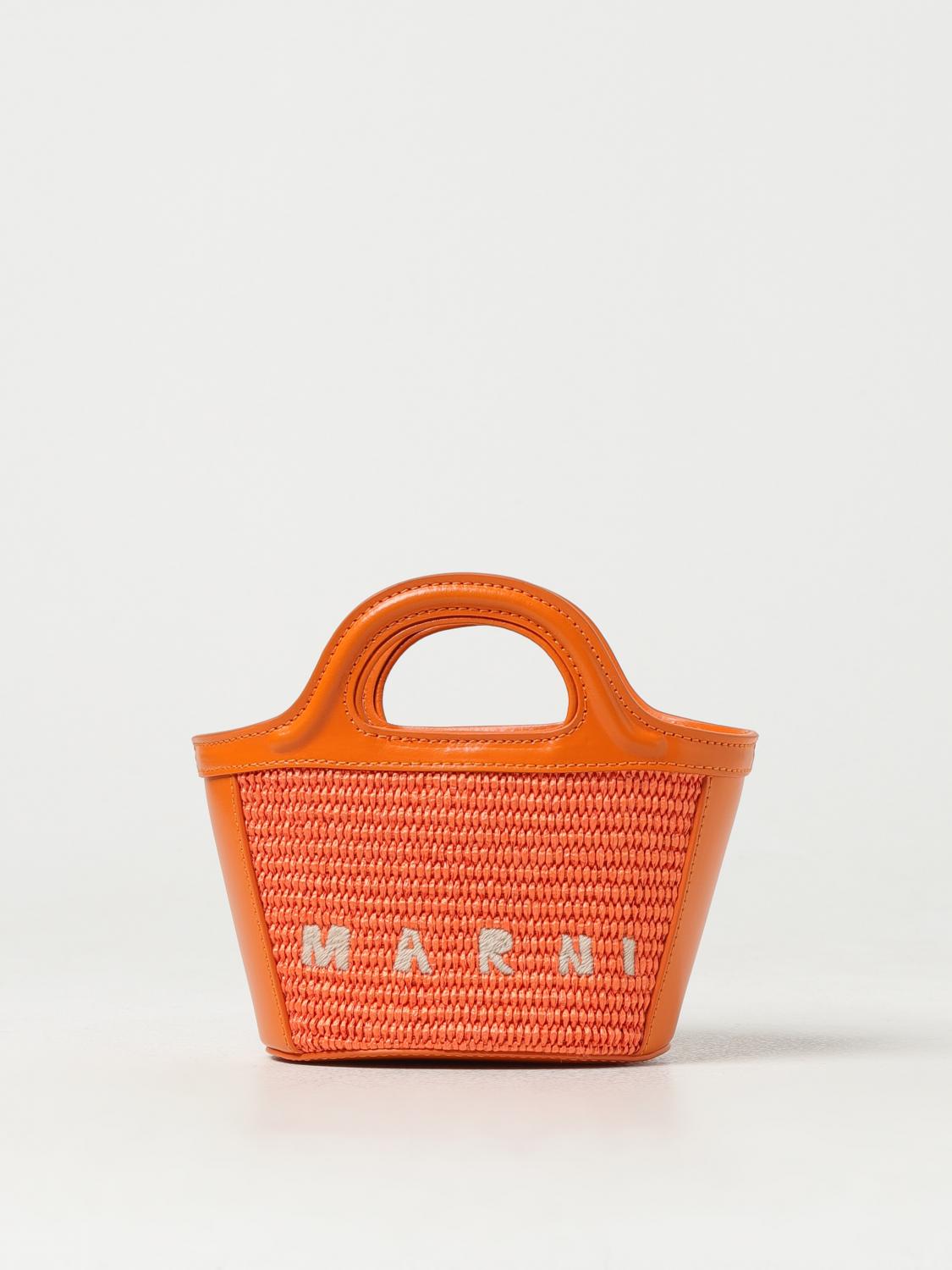 MARNI BORSA: Borsa Tropicalia Marni in pelle e rafia intrecciata, Arancione - Img 1