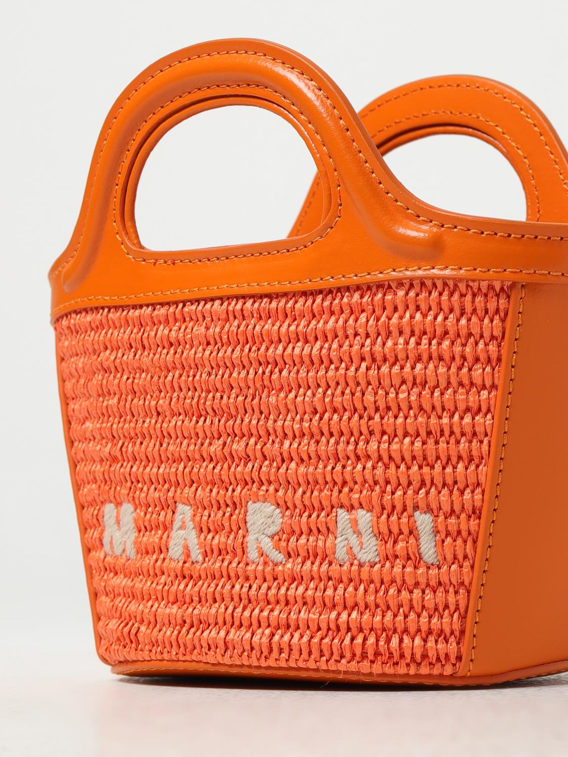 MARNI BORSA: Borsa Tropicalia Marni in pelle e rafia intrecciata, Arancione - Img 3