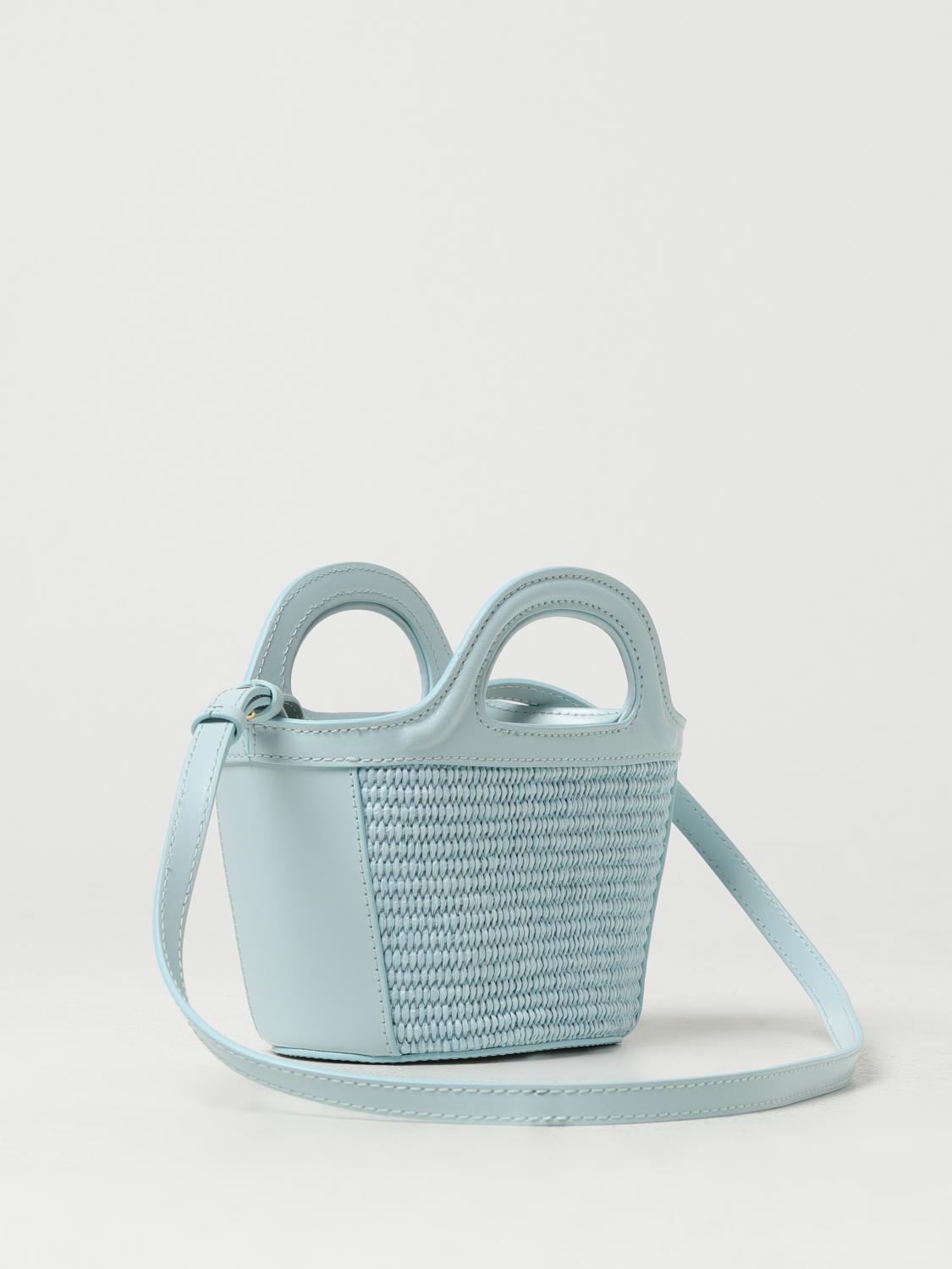 MARNI BORSA: Borsa Tropicalia Marni in pelle e rafia intrecciata, Blue - Img 2