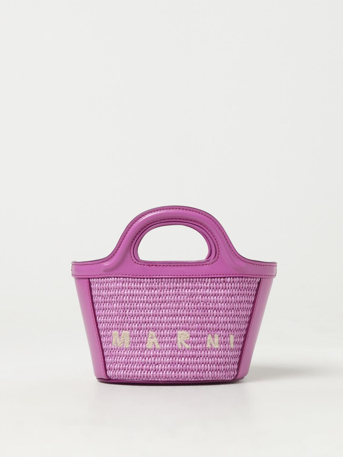 MARNI BORSA: Borsa Tropicalia Marni in pelle e rafia intrecciata, Viola - Img 1