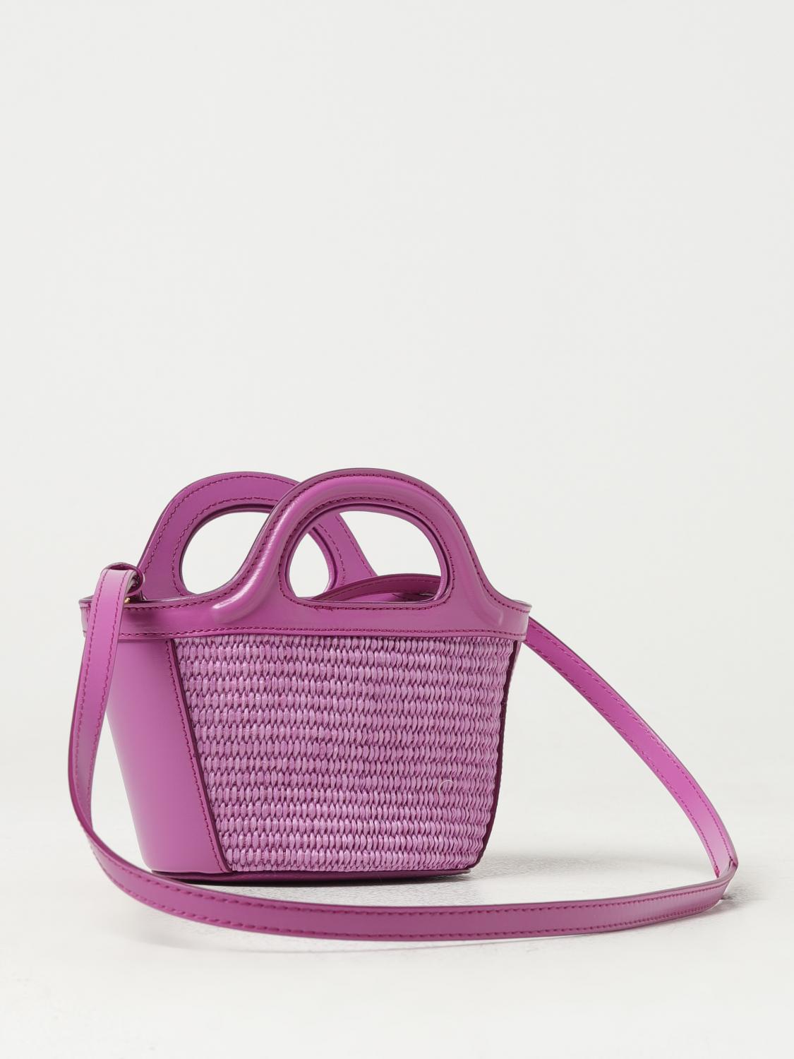 MARNI BORSA: Borsa Tropicalia Marni in pelle e rafia intrecciata, Viola - Img 2