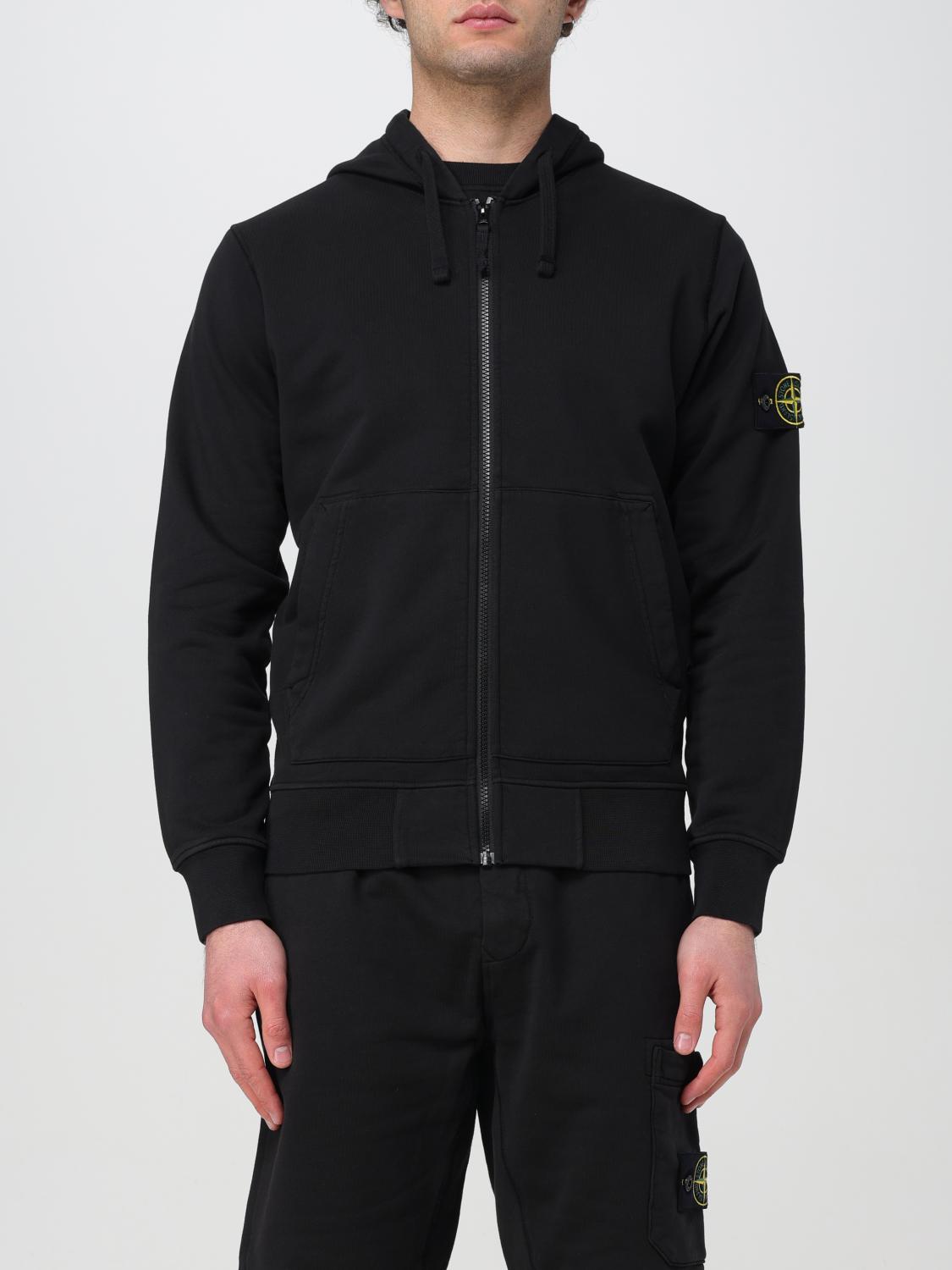 Stone island black sweatshirt mens sale