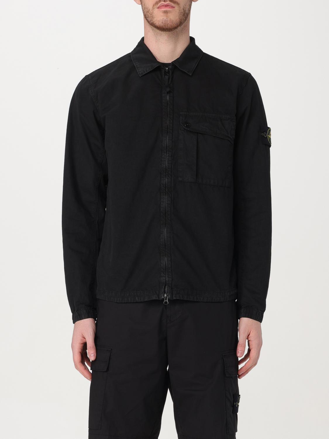 STONE ISLAND 재킷: 셔츠 남성 Stone Island, 블랙 - Img 1