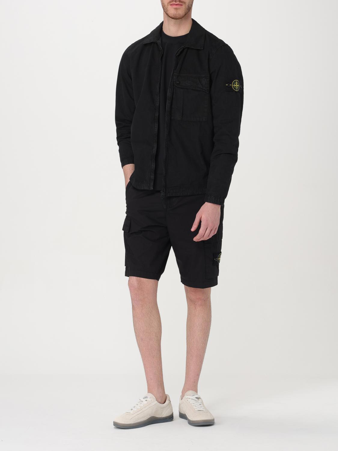 STONE ISLAND 재킷: 셔츠 남성 Stone Island, 블랙 - Img 2