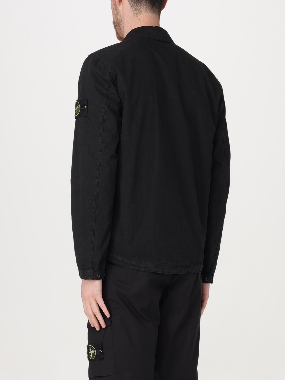 STONE ISLAND 재킷: 셔츠 남성 Stone Island, 블랙 - Img 3
