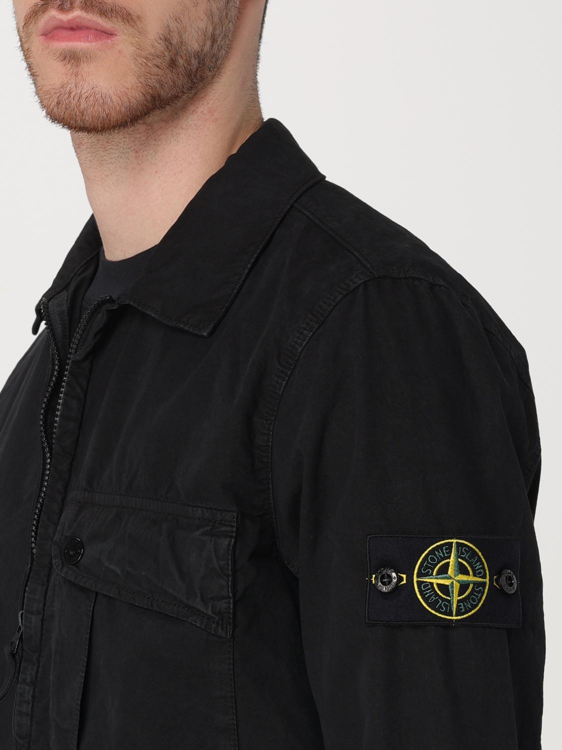 STONE ISLAND 재킷: 셔츠 남성 Stone Island, 블랙 - Img 5