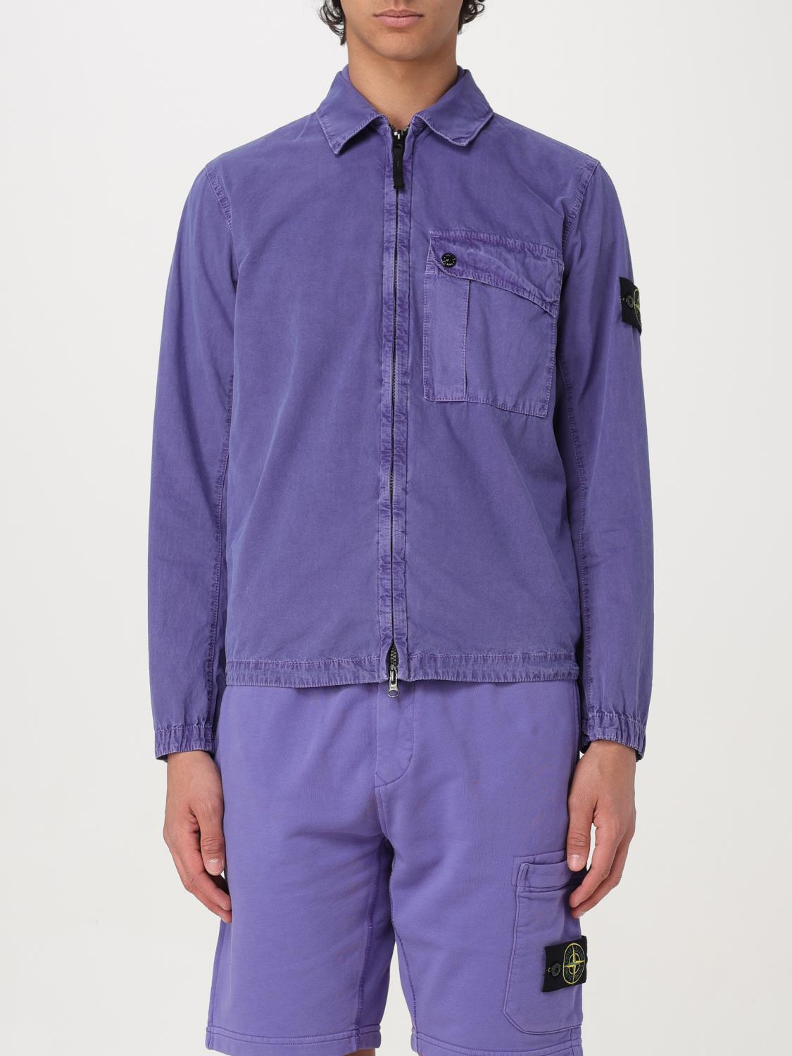 STONE ISLAND GIACCA: Camicia 119WN Old Treatment Stone Island in cotone , Viola - Img 1