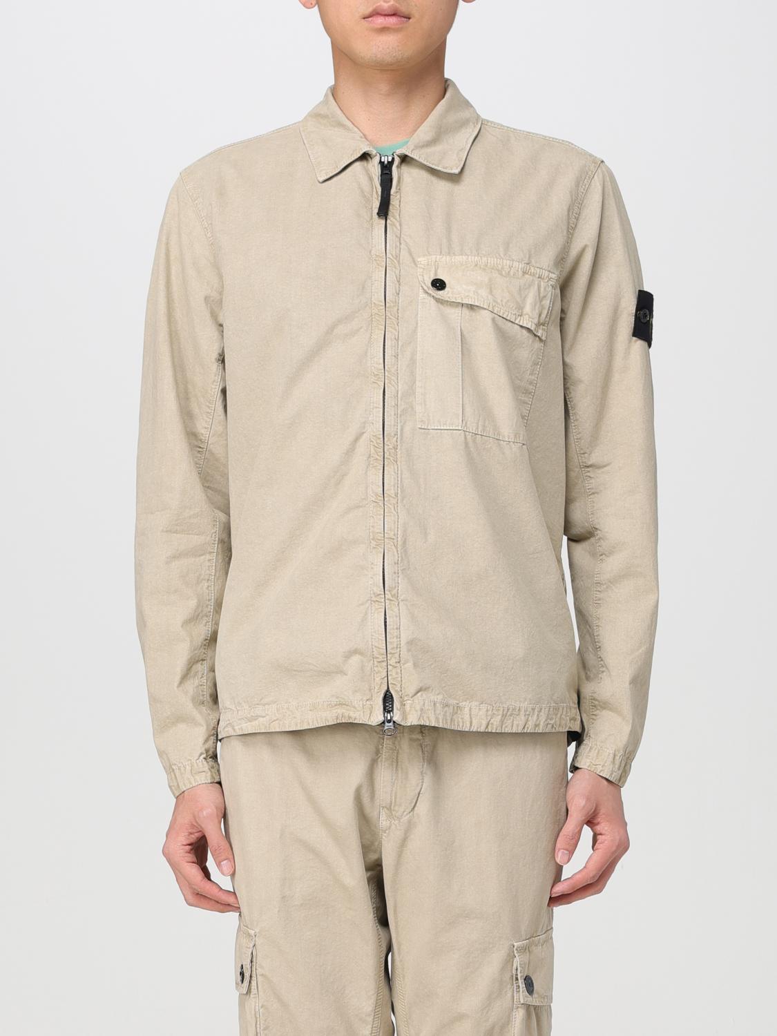 STONE ISLAND GIACCA: Camicia 119WN Old Treatment Stone Island in cotone , Sabbia - Img 1