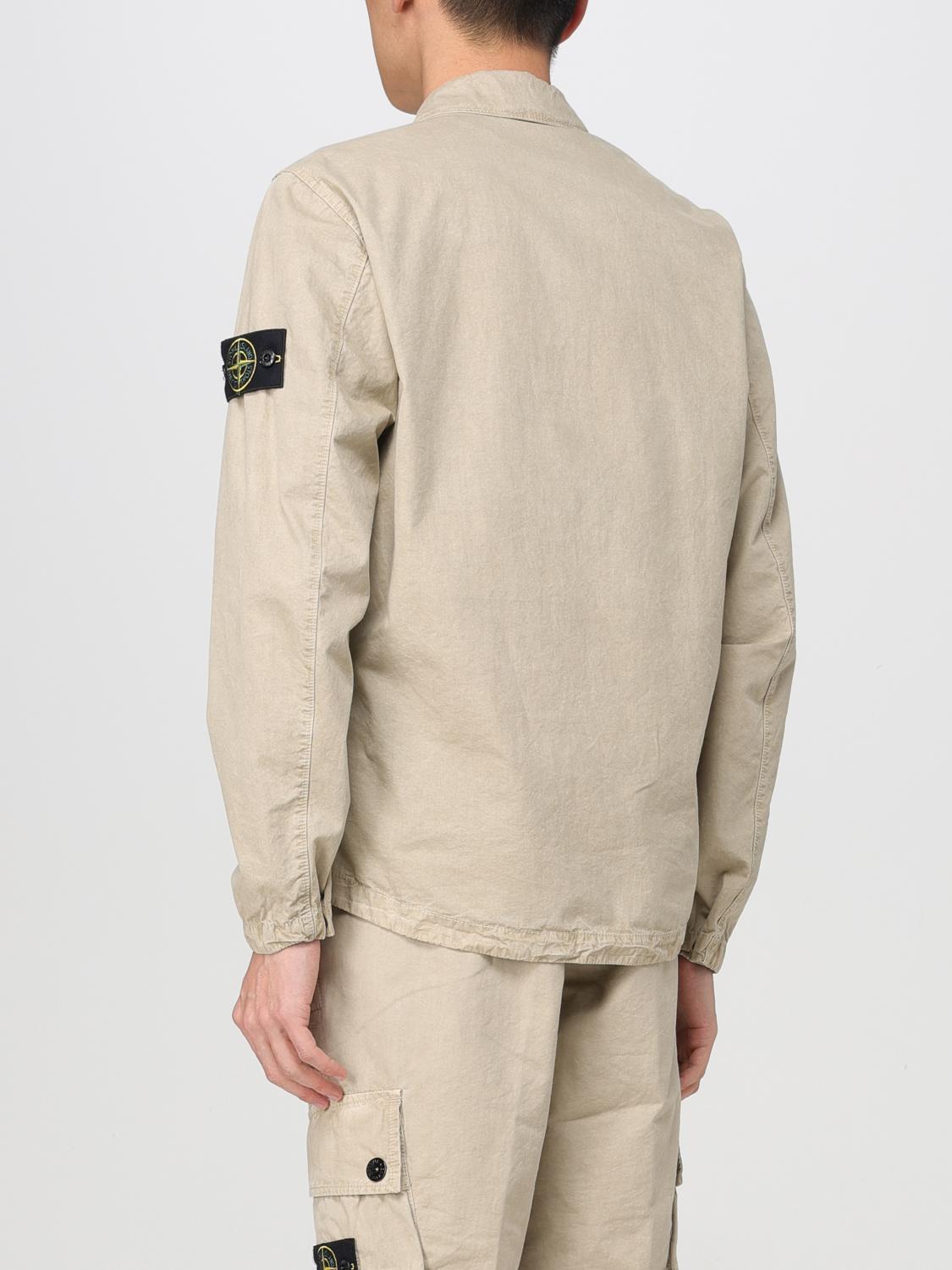 STONE ISLAND GIACCA: Camicia 119WN Old Treatment Stone Island in cotone , Sabbia - Img 3