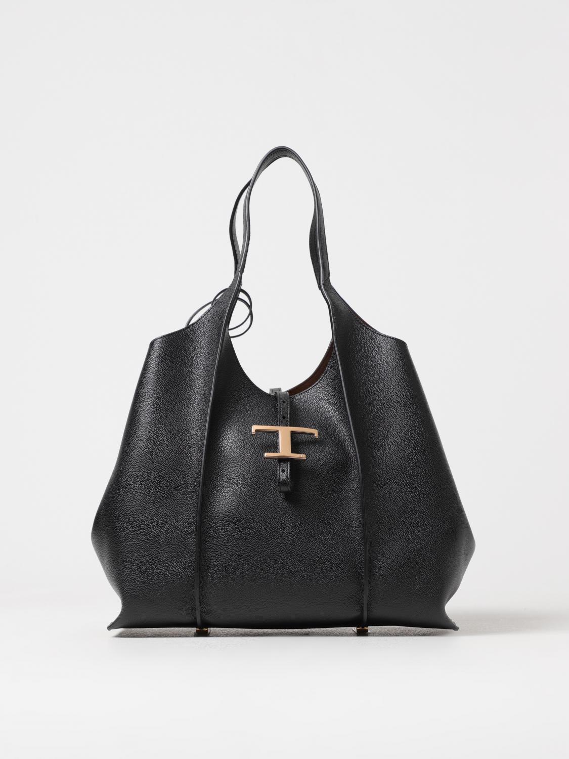 Tod's Women's Hammered Laeather Tote Bag Black