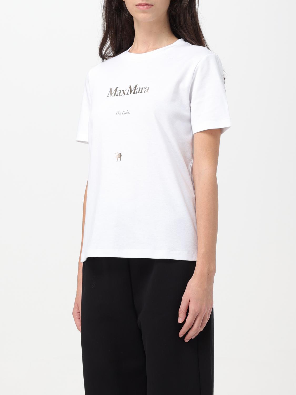 DT MaxMara ★ プラッシュエフェクト 袖口 SMACK ホワイト S MAX MARA：Tシャツ レディース - ホワイト | GIGLIO.COM