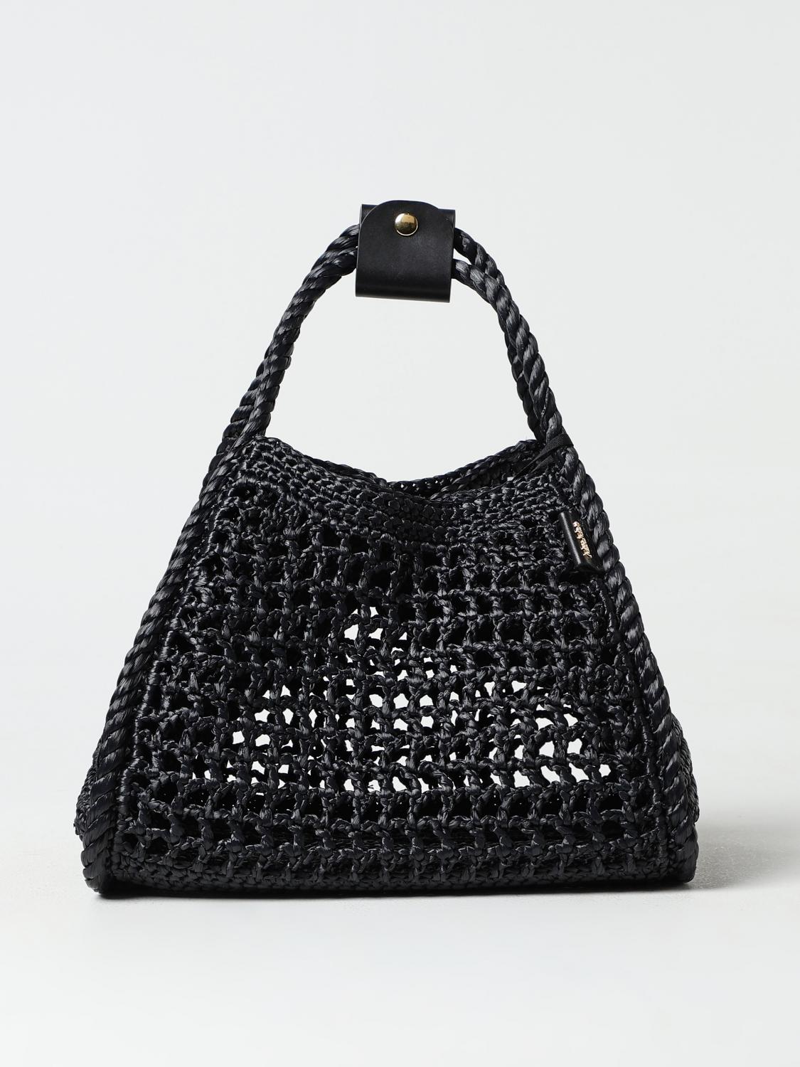 MAX MARA BORSA A MANO: Borsa Max Mara in rafia, Nero - Img 1