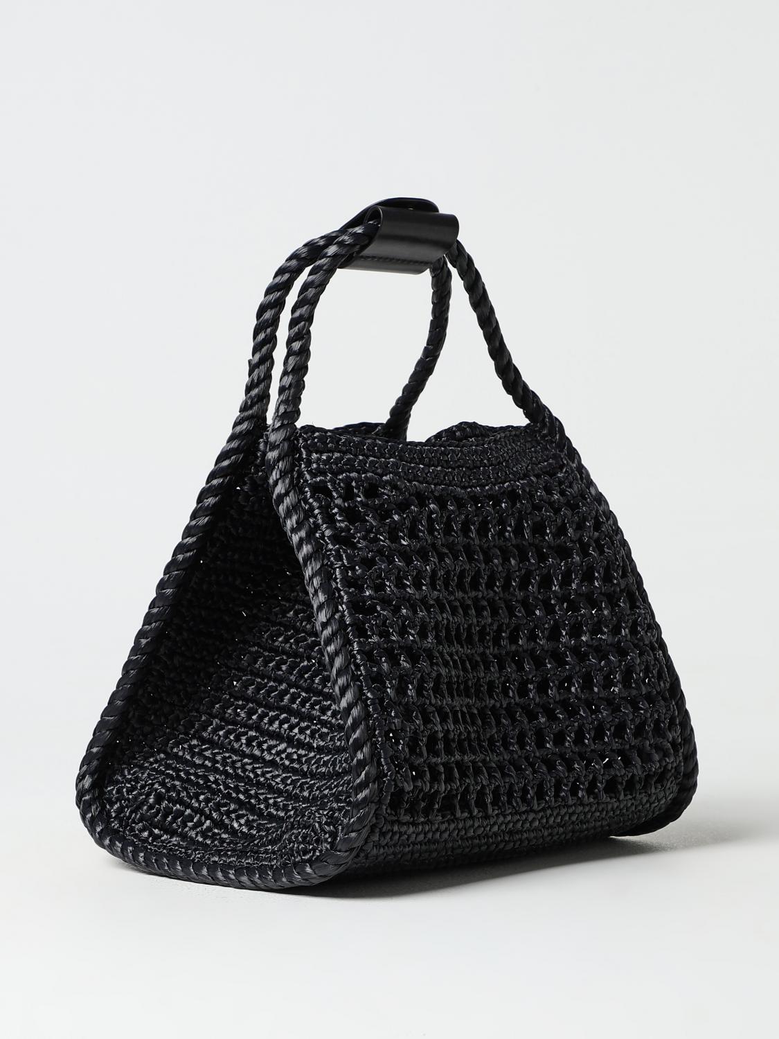 MAX MARA BORSA A MANO: Borsa Max Mara in rafia, Nero - Img 3